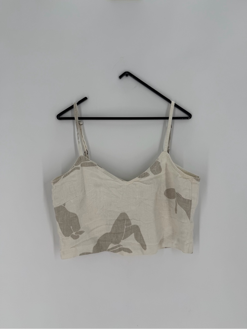 Paloma Wool Cropped Linen Body Silhouette Print Back Button Detail Cami Top